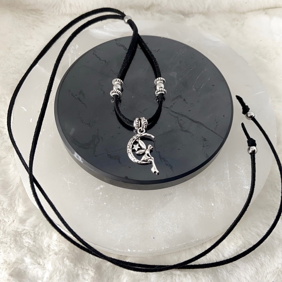 π΄Fairy & moon adjustable black choker necklace - Picture 6 of 10